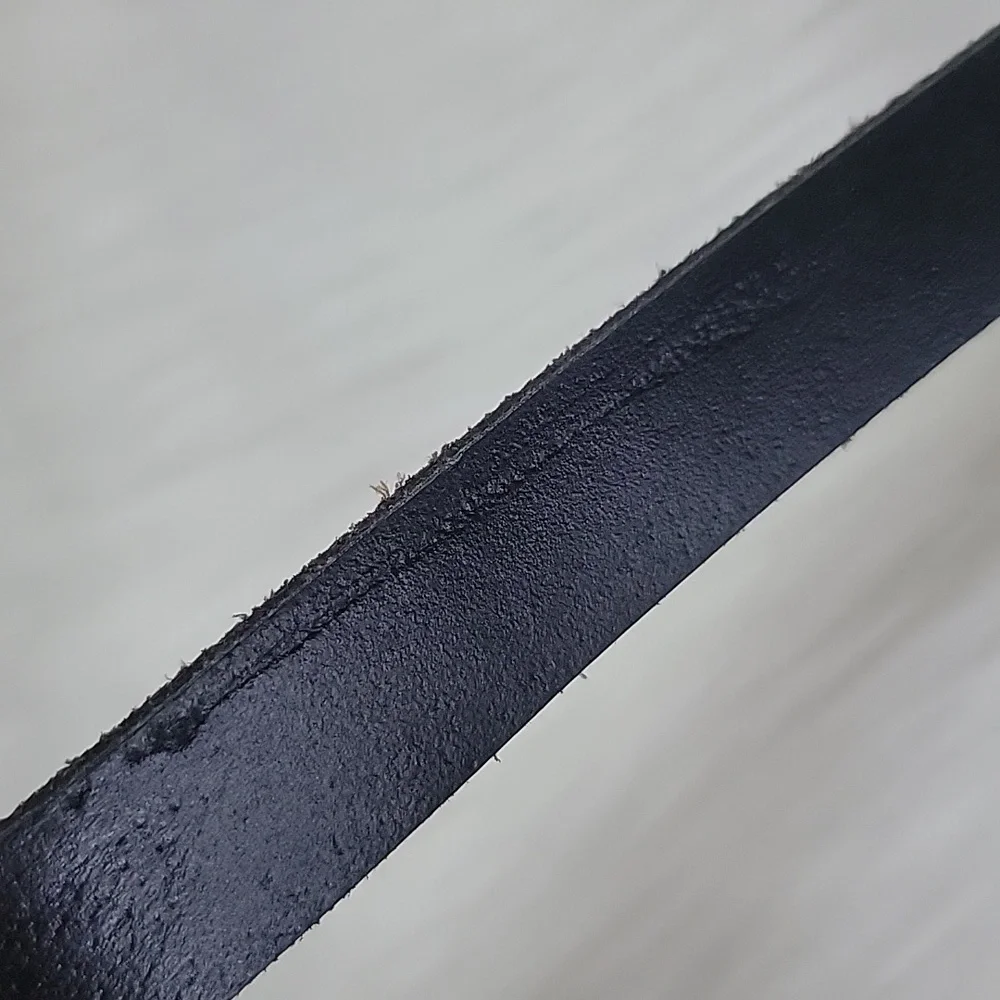 J.CREW Black Leather Gold Colored Hardware Plate Style Buckle Office Casual Belt - Picture 13 of 14